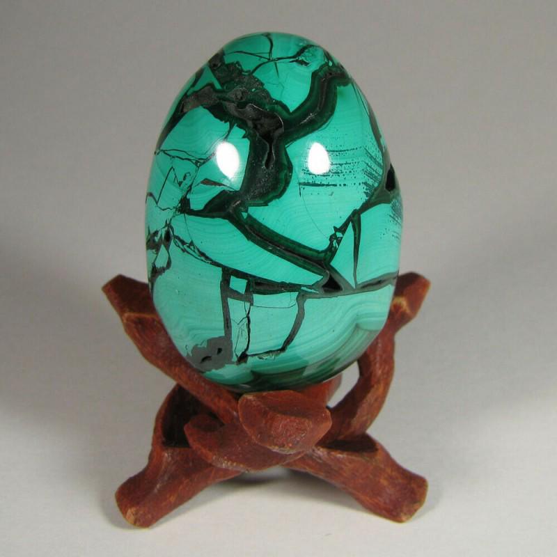 Natural green malachite stone egg sphere mineral gem (1 of 4)