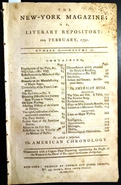 1791 New York Magazine State of America Adams (1 of 4)