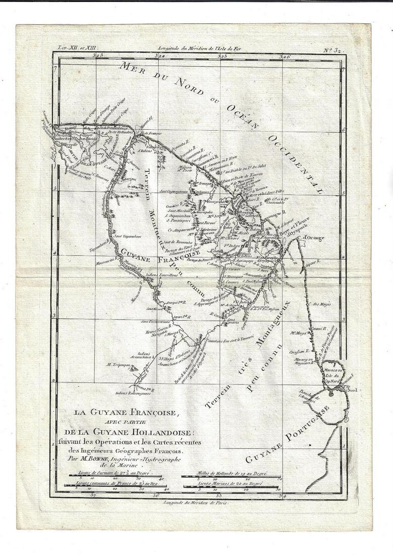 1780 Bonne Map of French Guyana (1 of 1)