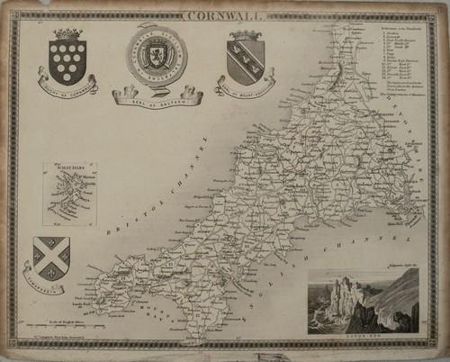 1840 Moule Map of Cornwall -- Cornwall: Title: 1840 Moule Map of Cornwall -- Cornwall Cartographer: T Moule Date/Place: 1840, London Dimensions: 7.9 X 10.1 in. Description: This is a very nice map of Cornwall, the county in extreme southwes