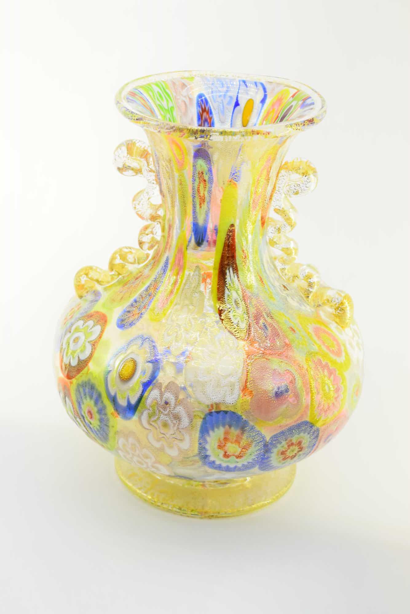 Amedeo Rossetto - Murano glass vase murrine with gold (1 of 6)