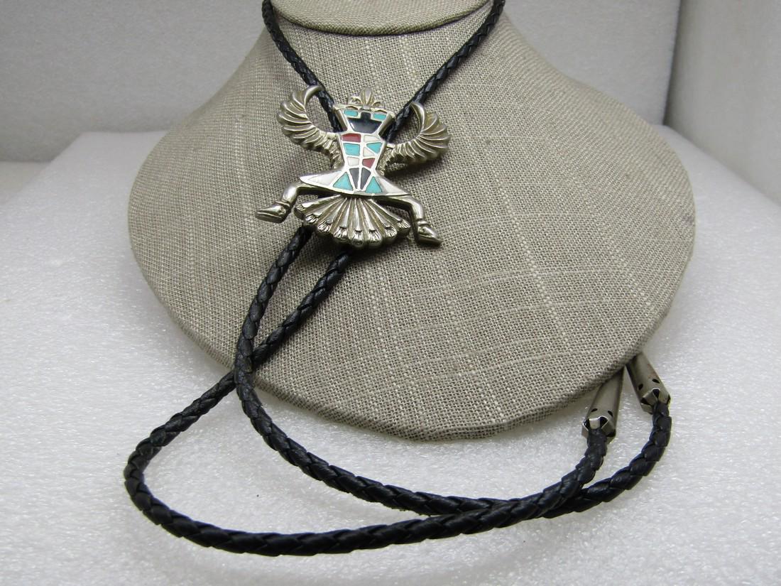 Vintage Southwest Enameled Kachina Bolo Tie, 34" (1 of 6)