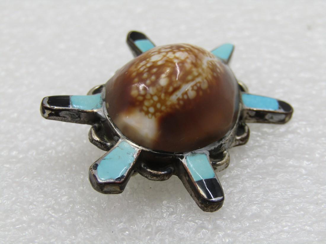 Vintage Sterling Southwestern Turquoise Shell Turtle (1 of 5)