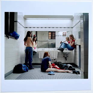 Justine Kurland- Bathroom 1997 from artist series Girl: B/W photograph, 6" x 6" signed in pen verso Reserve: $230.00 Shipping: Domestic: Flat-rate of $15.00 to anywhere within the contiguous U.S. International: Foreign shipping rates are determined by dest