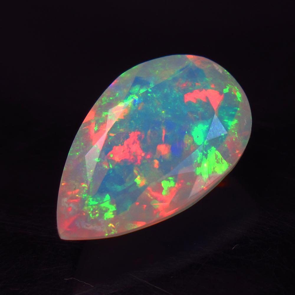 2.21 Ct Natural Ethiopian Multicolor Fire Opal Pear Cut (1 of 5)