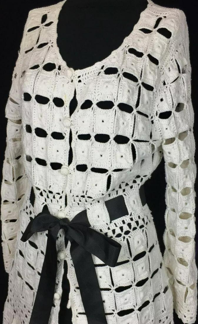 Vtg Crochet Edwardian Style Jacket Short Dress Back (1 of 4)