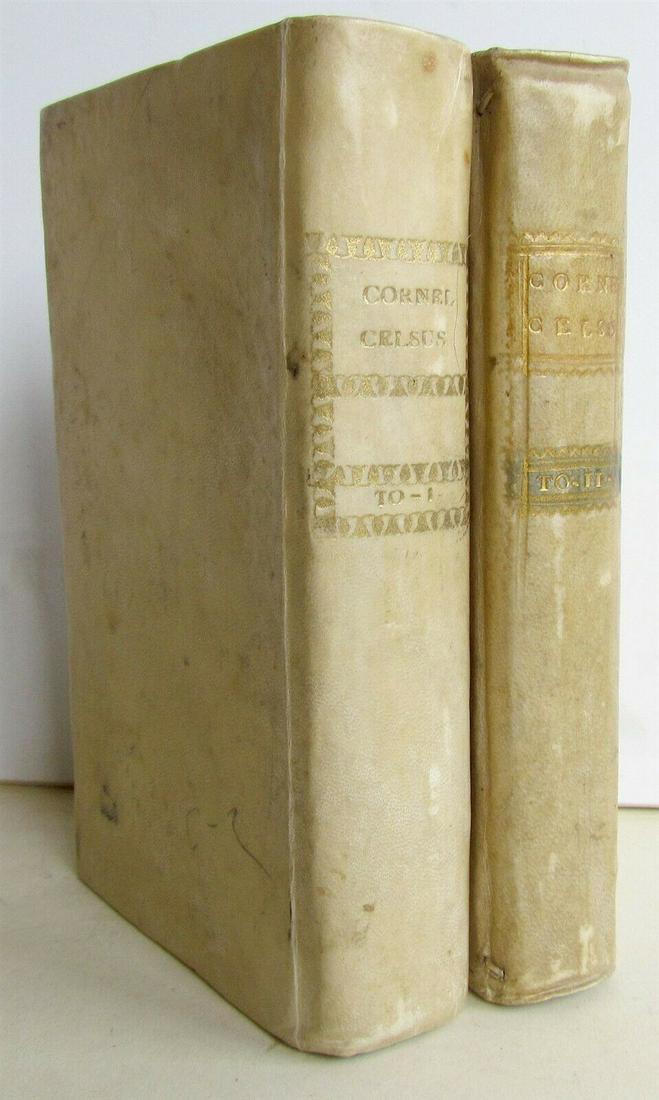 1763 DE MEDICINA by A. CORNEL CELSUS 2 VOLUMES VELLUM (1 of 12)