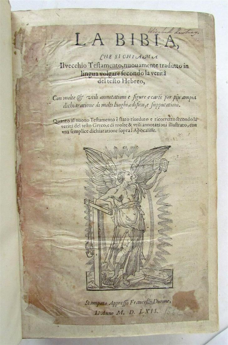 1562 BIBLE in ITALIAN ILLUSTRATED ANTIQUE 16th CENTURY (1 of 12)