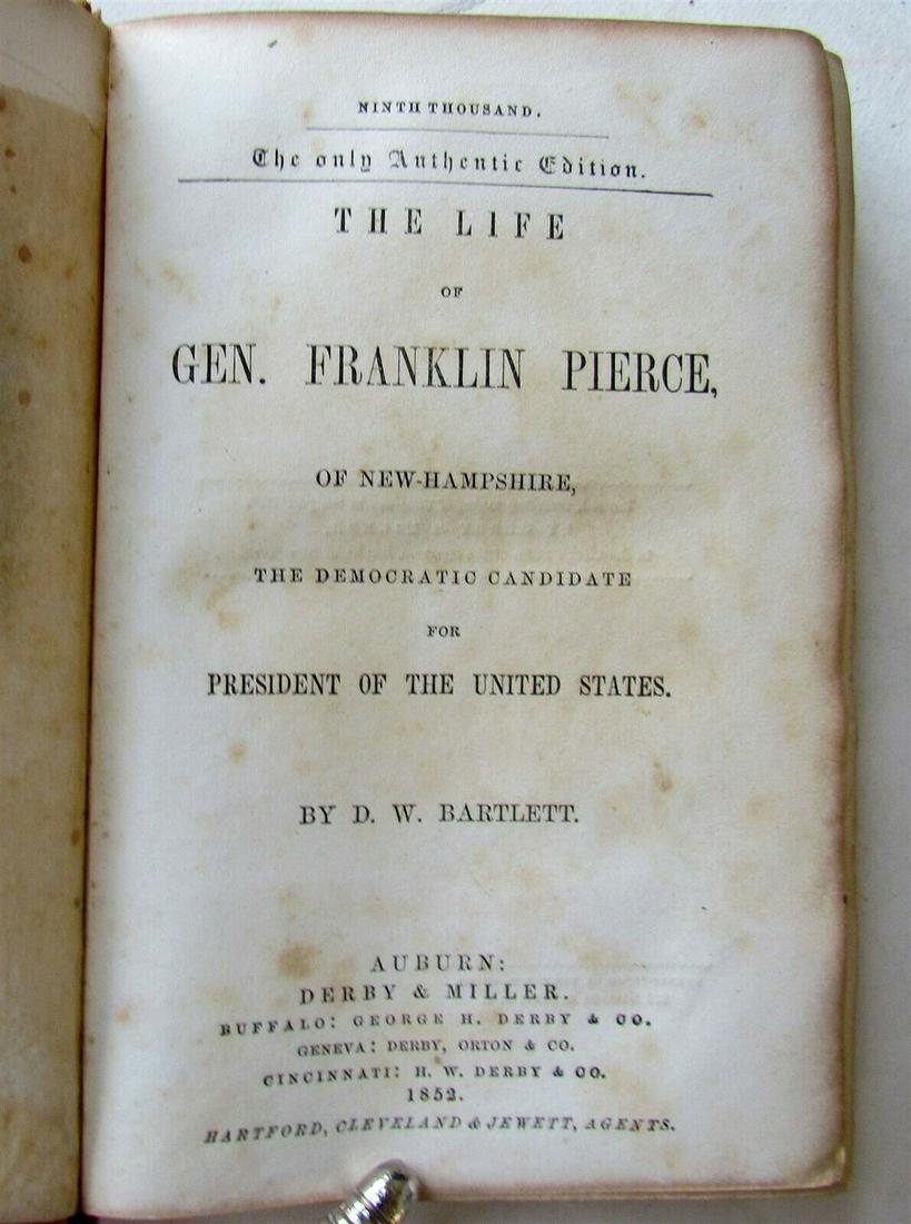 1852 LIFE of GEN. FRANKLIN PIERCE of NEW HAMPSHIRE (1 of 12)