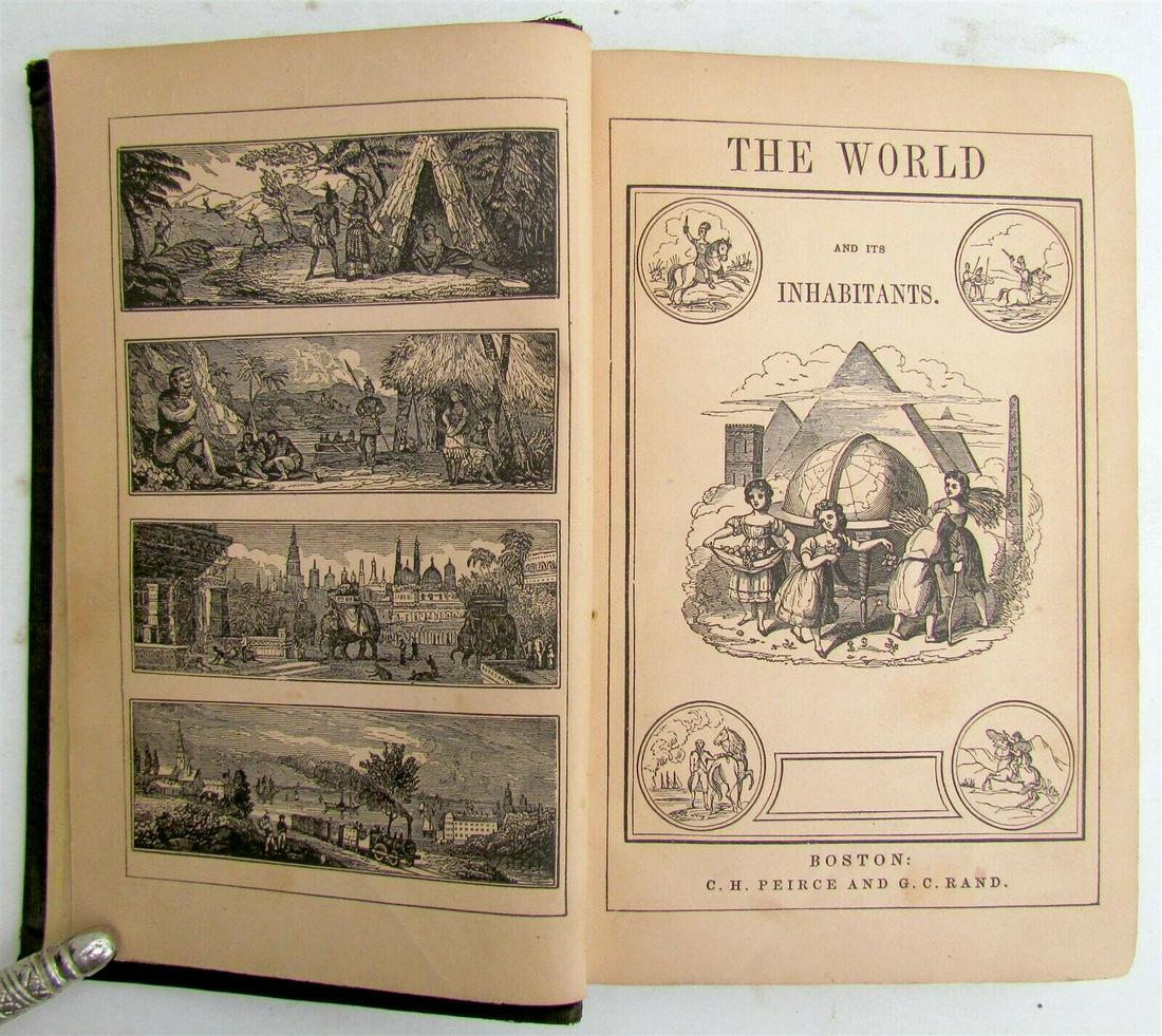 1849 THE WORLD & ITS INHABITANTS antique BOSTON: Boston, 1849 328 pages plus advertisement Size 4 1/2 by 7" Good condition, some wear Text in English Reserve: $63.00 Shipping: Domestic: Flat-rate of $25.00 to anywhere within the contiguous U.S.