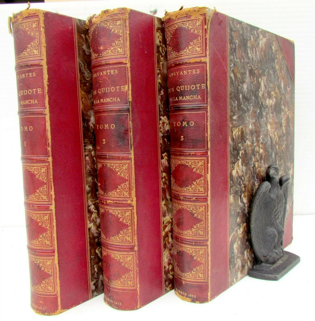 1862 3 VOLUMES DON QUIJOTE ILLUSTRATED antique in (1 of 12)