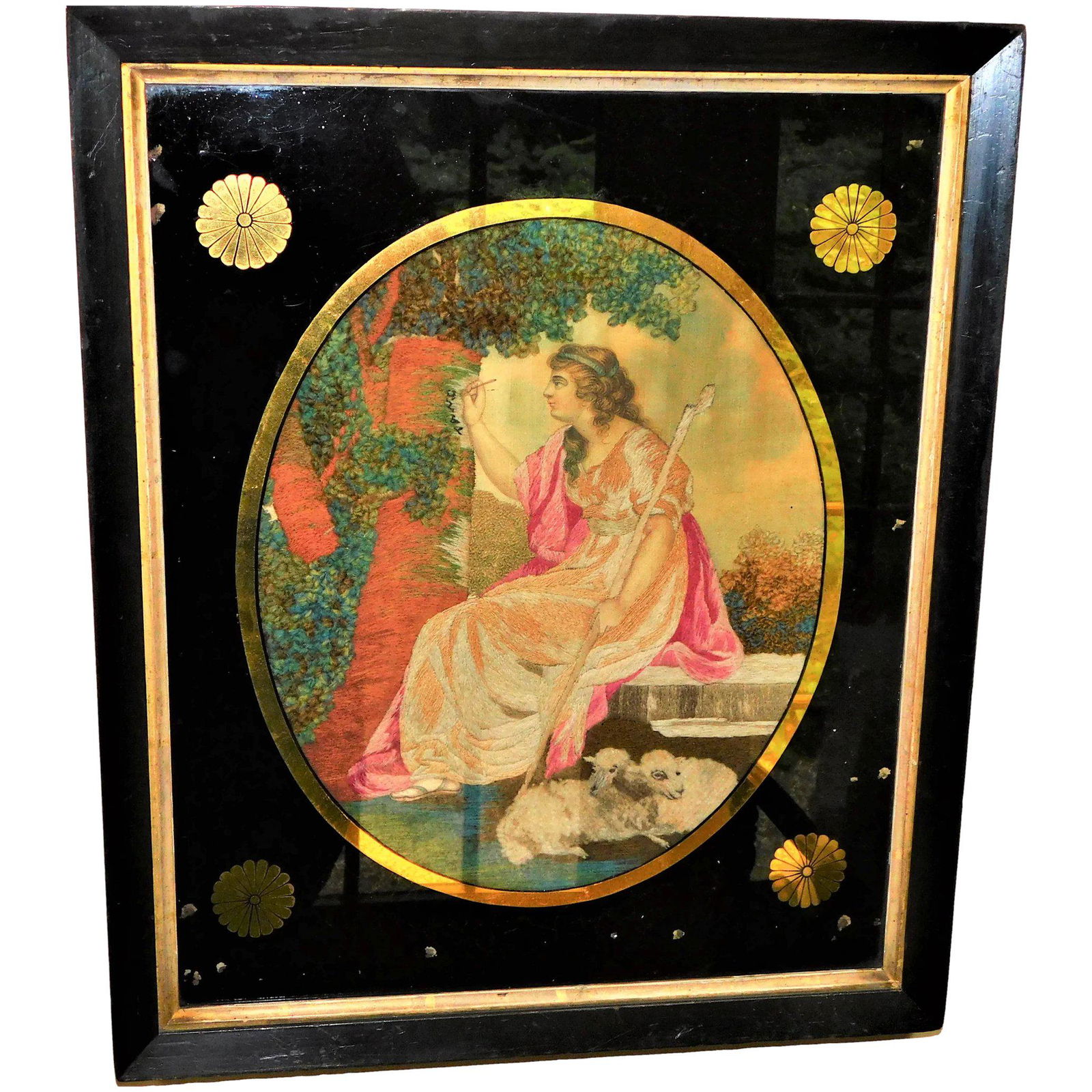 Late 18th/Early 19th Century Woolwork on Silk of (1 of 9)