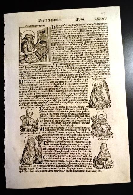 1493 Leaf Nuremburg Chronicle Woodcuts Portraits (1 of 3)
