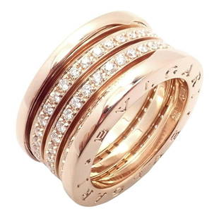 Bvlgari Buglari 18k Rose Gold 3 Row B.Zero1 Diamond: Bvlgari Buglari 18k Rose Gold 3 Row B.Zero1 Diamond Band Ring sz EU 54 US 6.75 Bvlgari Buglari 18k Rose Gold 3 Row B.Zero1 Diamond Band Ring sz EU 54 US 6.75 Product Description About This Piece: