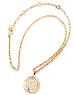 Bvlgari Buglari 18k Rose Gold Large Diamond Pave: Bvlgari Buglari 18k Rose Gold Large Diamond Pave Pendant Necklace Bvlgari Buglari 18k Rose Gold Large Diamond Pave Pendant Necklace Product Description About This Piece: Metal: 18k Rose Gold