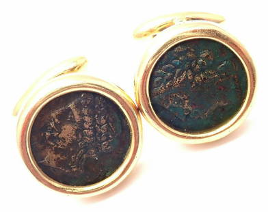 Bvlgari Buglari 18k Yellow Gold Ancient Coin Cufflinks: Bvlgari Buglari 18k Yellow Gold Ancient Coin Cufflinks Bvlgari Buglari 18k Yellow Gold Ancient Coin Cufflinks Product Description About This Piece: Metal: 18k Yellow Gold Measurements: 18mm x