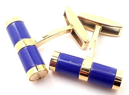 Bvlgari Buglari 18k Yellow Gold Lapis Lazuli Cufflinks: Bvlgari Buglari 18k Yellow Gold Lapis Lazuli Cufflinks Bvlgari Buglari 18k Yellow Gold Lapis Lazuli Cufflinks Product Description About This Piece: Metal: 18k yellow Gold Measurements: 21mm x 22mm