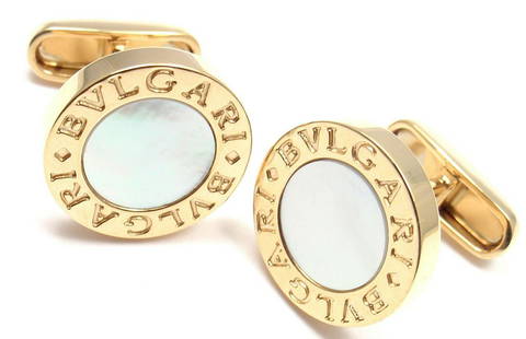 Bvlgari Bulgari 18k Yellow Gold Mother Of Pearl: Bvlgari Bulgari 18k Yellow Gold Mother Of Pearl Cufflinks Bvlgari Bulgari 18k Yellow Gold Mother Of Pearl Cufflinks Product Description About This Piece: Metal: 18k Yellow Gold Measurements: 17mm