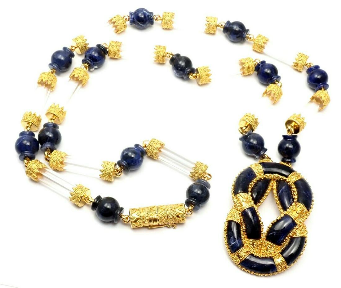 Ilias Lalaounis 18k Gold Sodalite Crystal Hercules Knot (1 of 12)