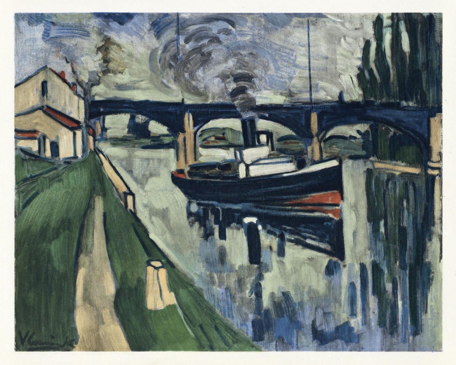 Maurice de Vlaminck lithograph "The Seine at Poissy" (1 of 1)