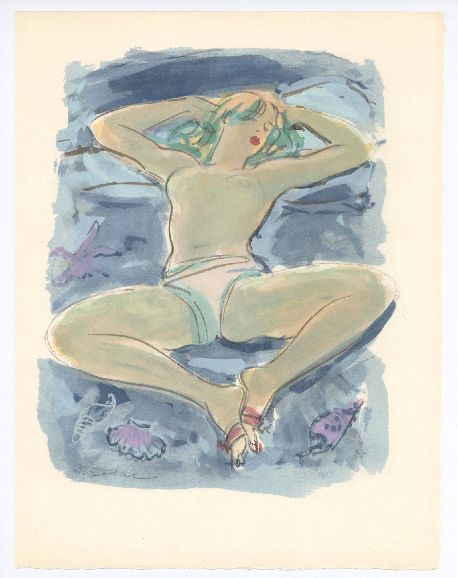 Milivoj Uzelac pochoir "La Naiade du bateau ivre" (1 of 1)