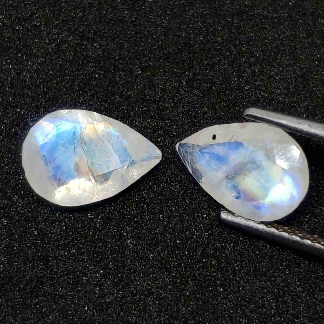 2.35 ct Natural White Rainbow Moonstone Pair (1 of 1)