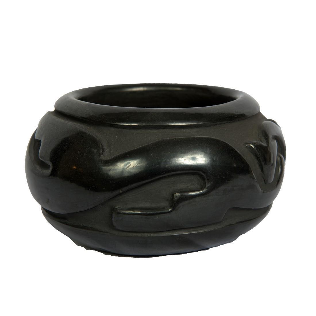 Santa Clara carved blackware jar with ?avanyu? (1 of 6)