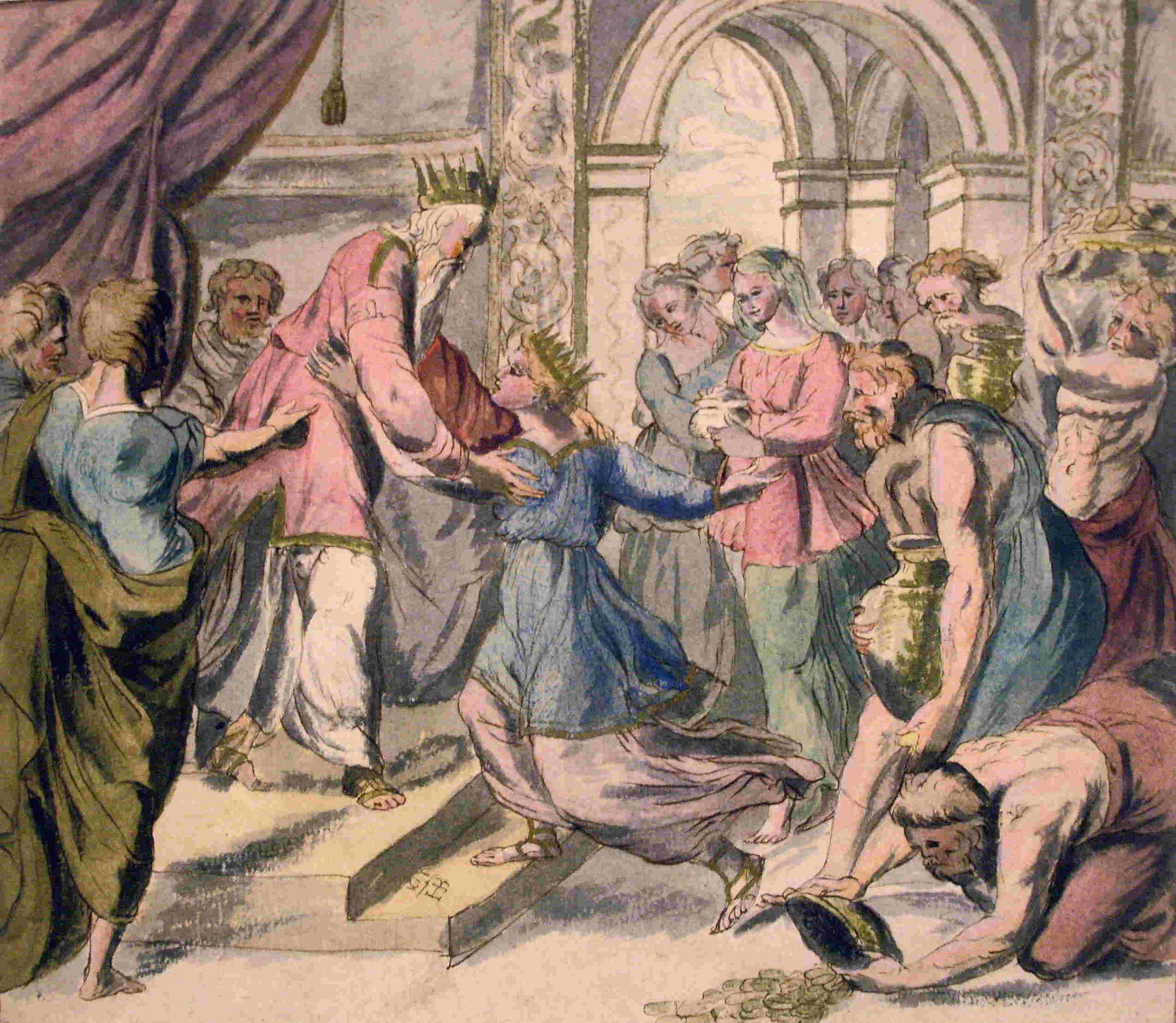 Hendrick van Balen Watercolor (after Giulio Romano & (1 of 2)