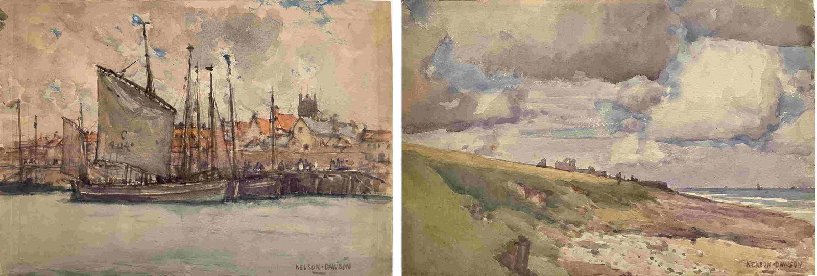 Set of 2 Nelson Dawson Watercolors (1 of 3)