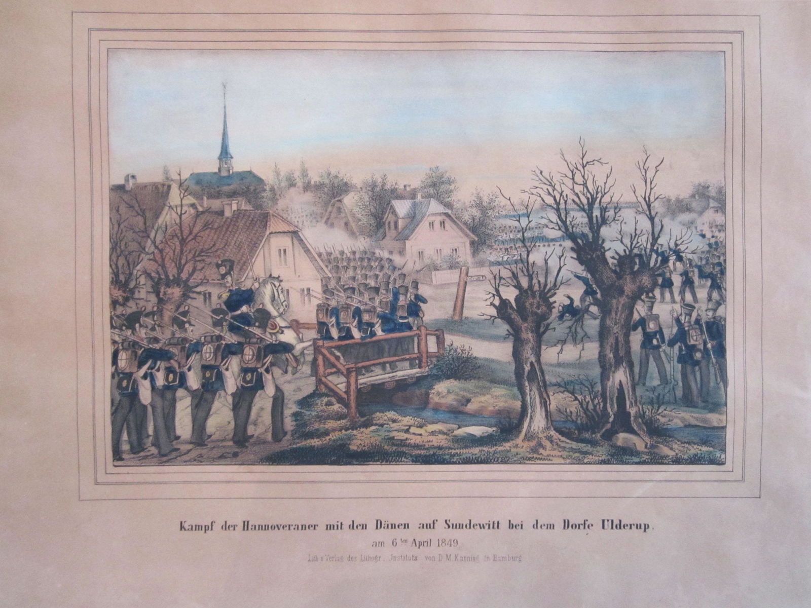 David Martin Kanning Lithograph: Title: David Martin Kanning Lithograph Artist: David Martin Kanning Description: Kampf der Hannoveraner mit den Dänen auf Sundewitt bei dem Dorfe Ulderup Medium: Lithograph Date/Period: 1806-1884