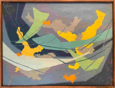 Roger Selchow Oil on Canvas (Attrib): Title: Roger Selchow Oil on Canvas Artist: Roger Selchow (Attrib) Description: Composition VV Medium: oil on canvas Date/Period: 1911-1994 Dimensions: 26-1/2 x 20-1/2" Reserve: $500.00 Shipping: Domes