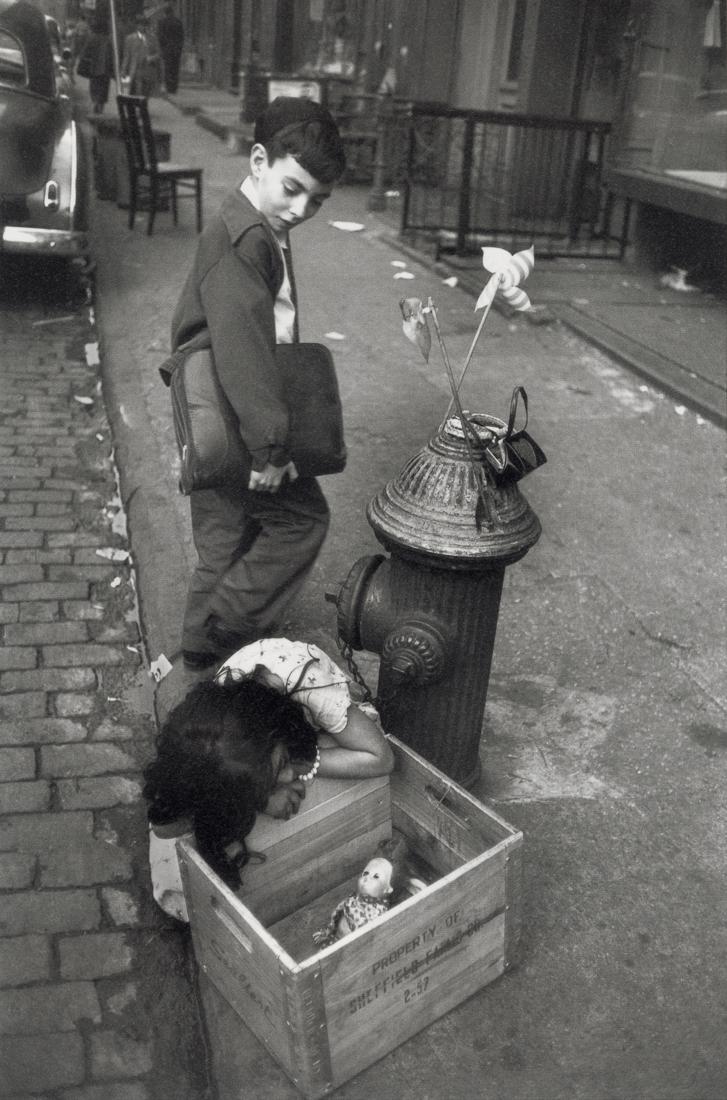 BRUCE DAVIDSON - The Lower East Side, 1957: Title: The Lower East Side, 1957 Artist: Davidson, Bruce Medium: Photo Litho, 2009, Germany Dimensions: 6.05x9.15" Description: Heat Wax Mounted on 8.5x11" Conservation Board Artist Bio: Bruce Davidso