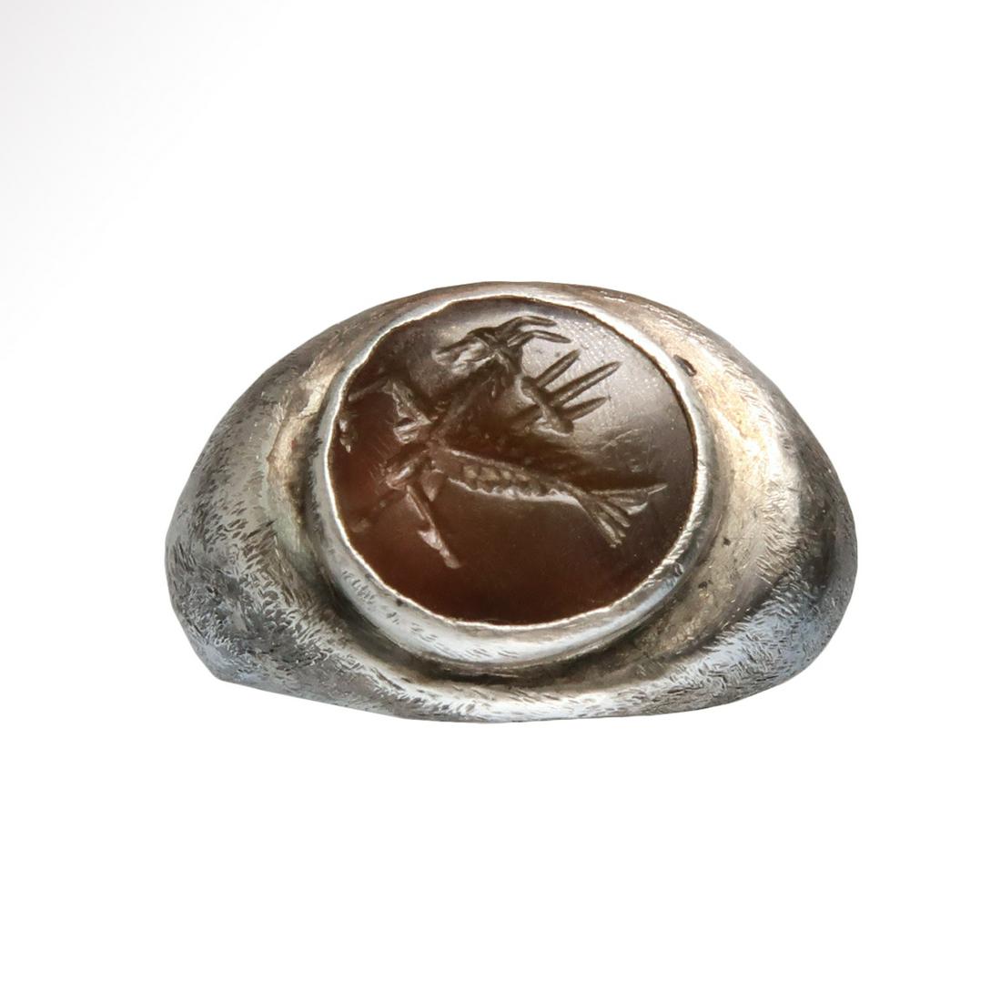 Roman Silver and Cornelian Intaglio Ring with the (1 of 6)