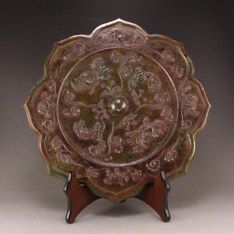 Vintage Chinese Divine Beasts Design Bronze Mirror (1 of 7)