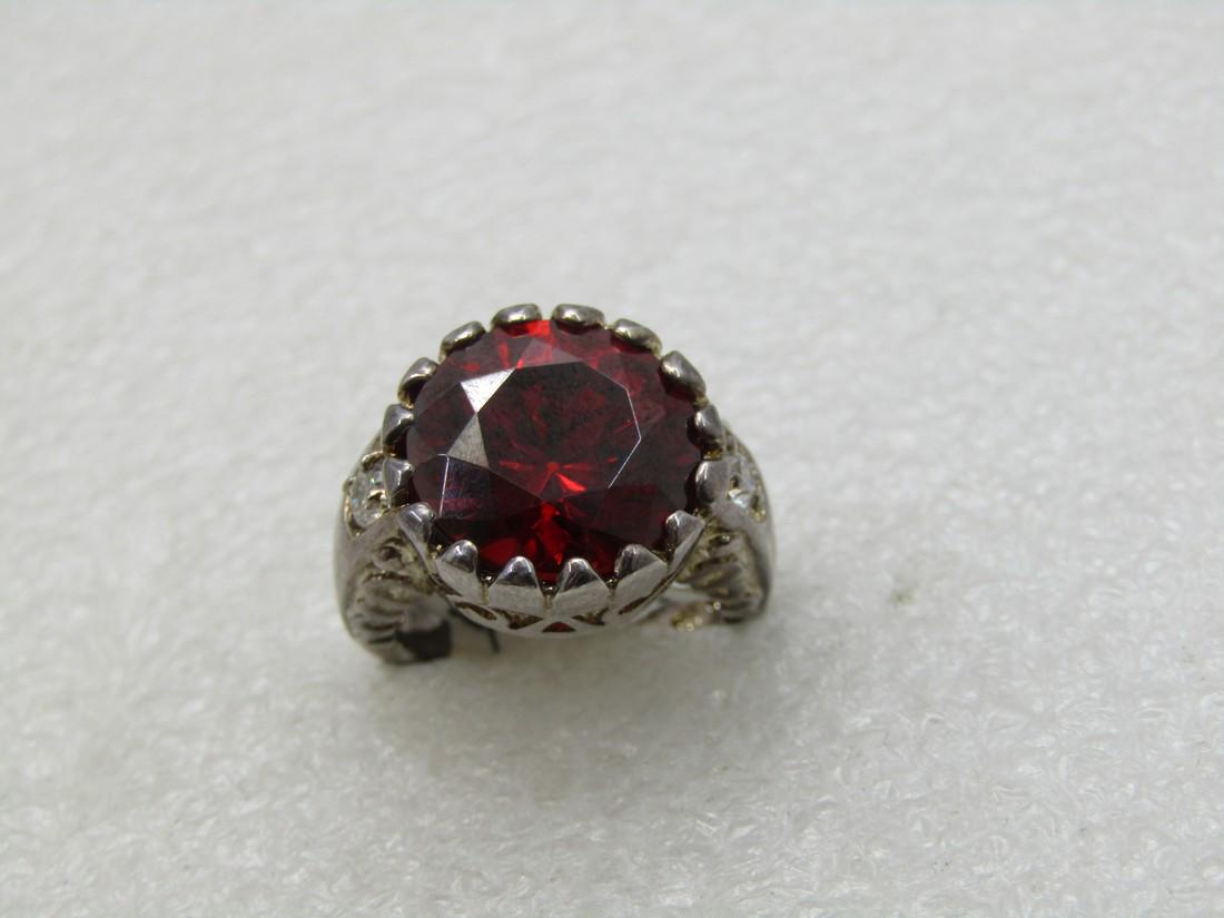 Simulated Ruby Statement Ring, Sz. 6. Victorian/Gothic (1 of 8)