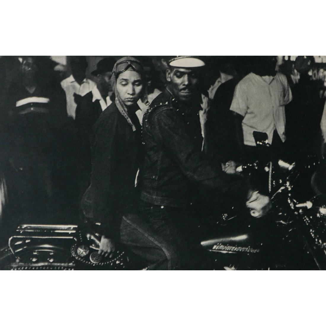 ROBERT FRANK - Indianapolis - Motorcyclists: Artist: ROBERT FRANK Print Title: Indianapolis Medium: Sheet-fed Gravure Printing Date: 1960's Printed in Switzerland Image Size approx: 5.5 x 8.5 inches Robert Frank (1924-2019) was an American photo