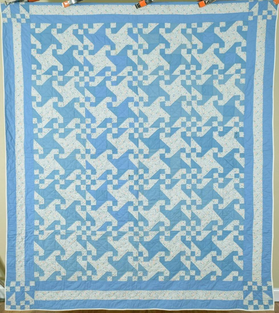 30's Blue & White Indiana Puzzle Quilt (1 of 11)