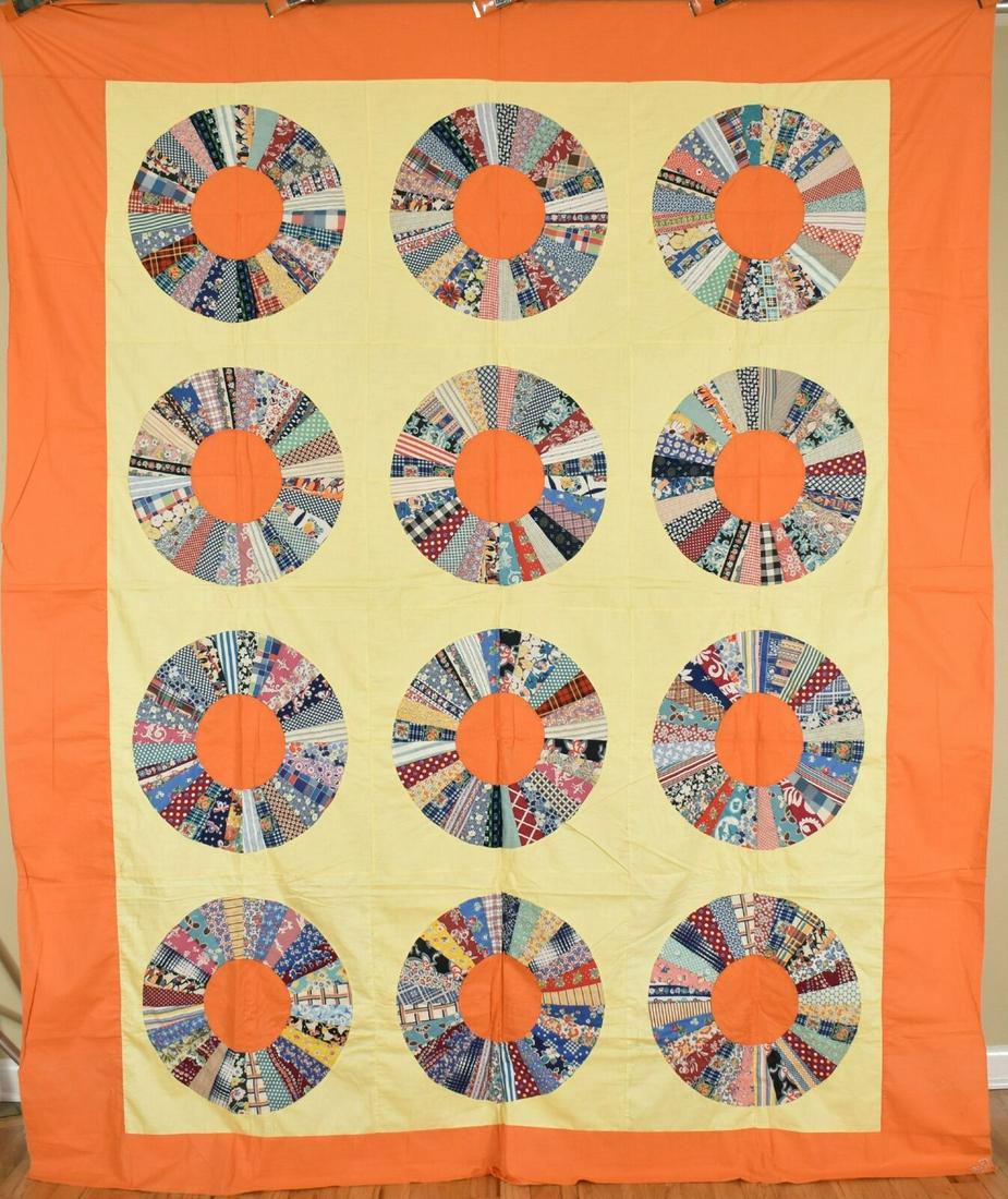 Wheel of Fortune Quilt Top d. "1941" (1 of 12)