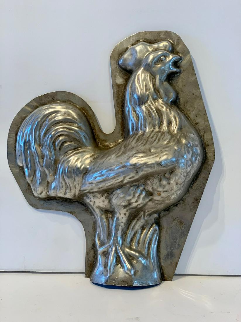 Rooster Chocolate Flattie Mold, early 20th c: Title: Rooster Chocolate Flattie Mold, early 20th c Date/Period: Early 20th c Dimension: 11 in. x 9 in. Additional Information: Boldly dimensional depth. Wonderfully detailed form. Flattie molds were 