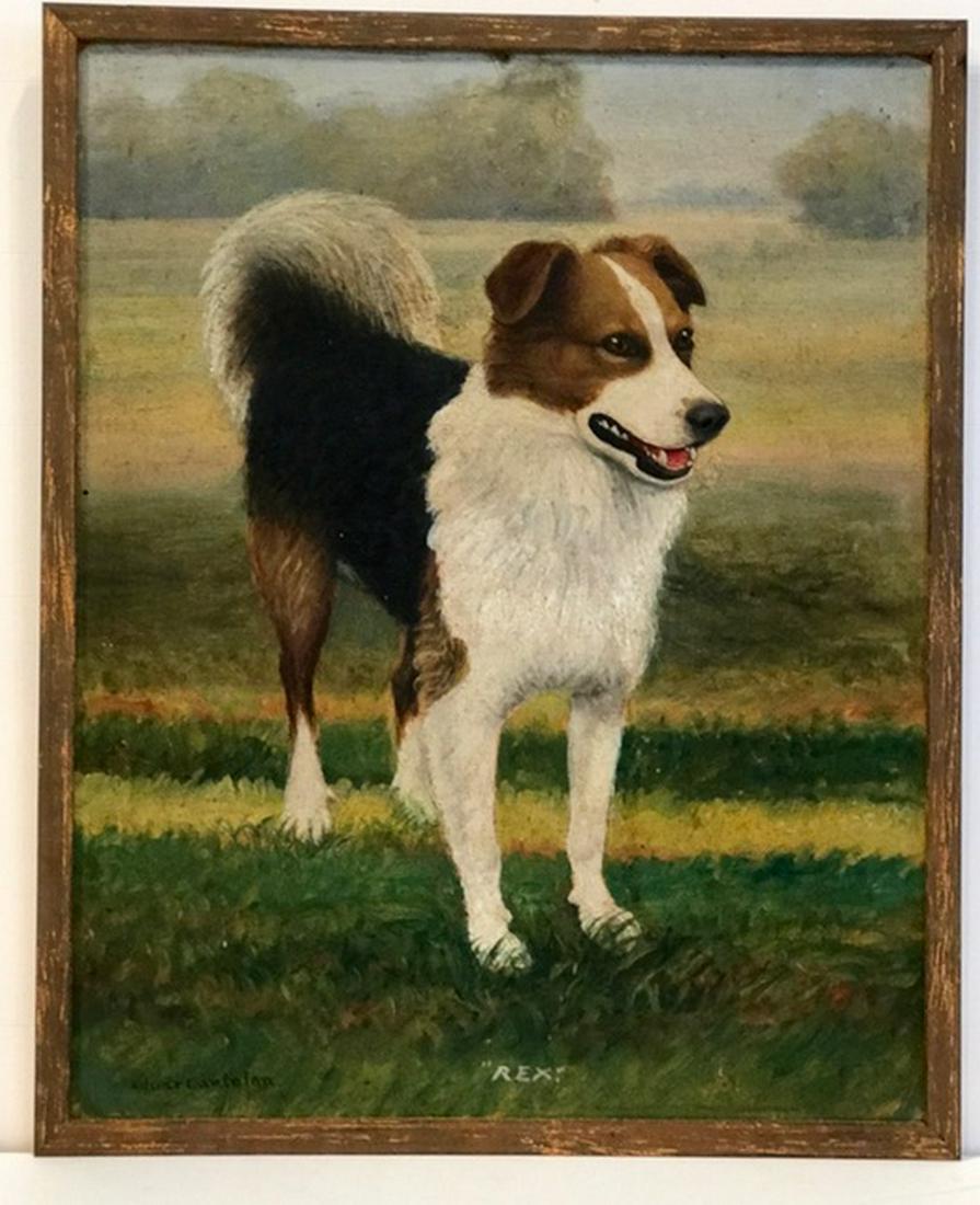 REX, early 20th c Dog Painting (1 of 4)