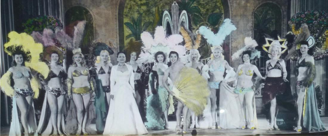 Burlesque, can-can, fan dancers hand-painted photo (1 of 8)