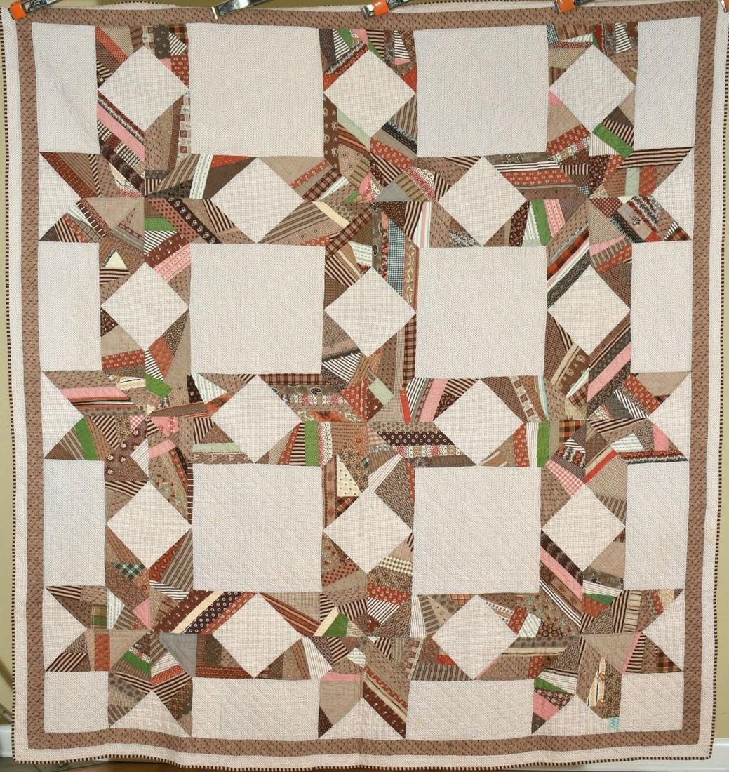 1870's Touching Stars Quilt, Early Browns (1 of 12)