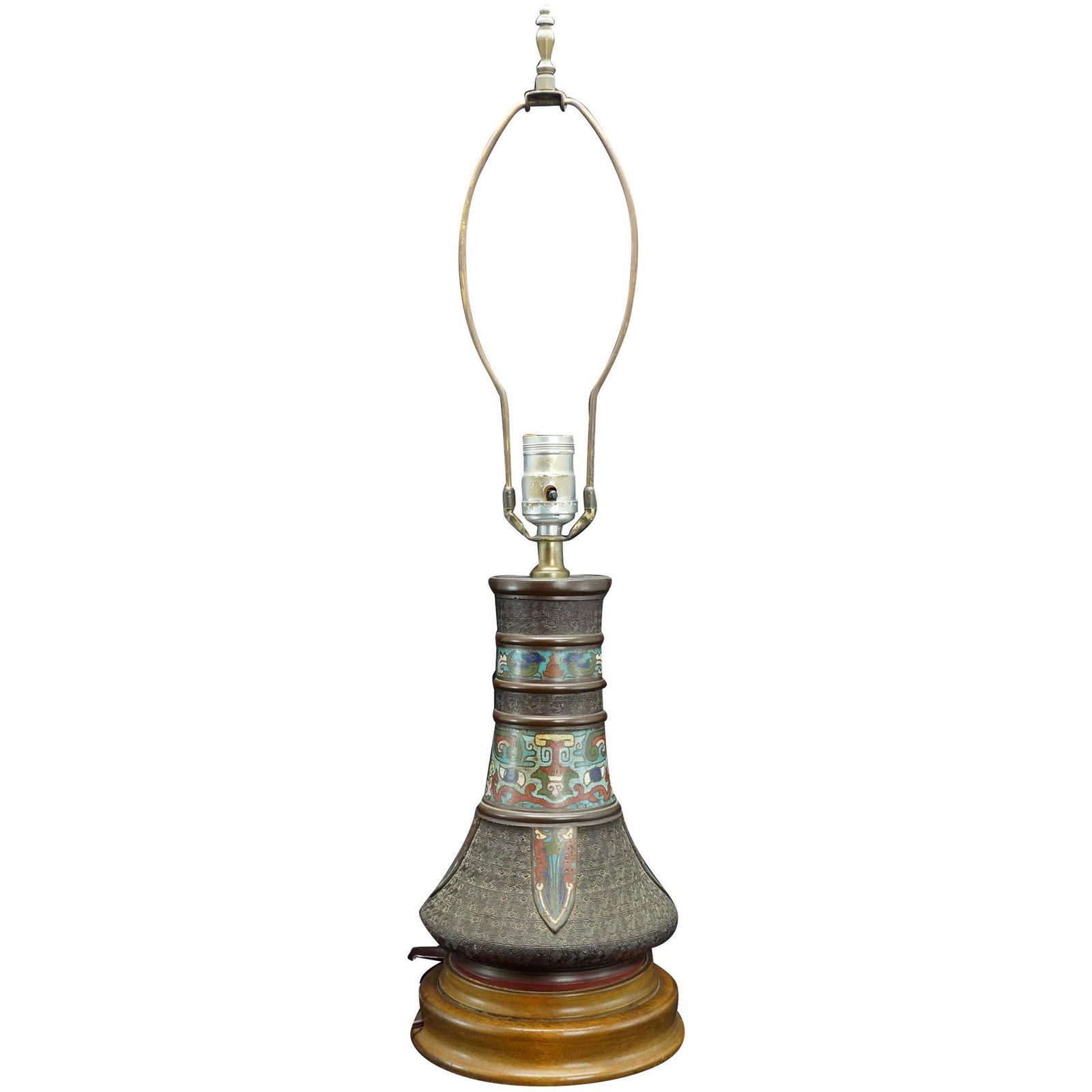 Mid-Century Japanese Bronze champlevé Lamp c 1960 (1 of 12)