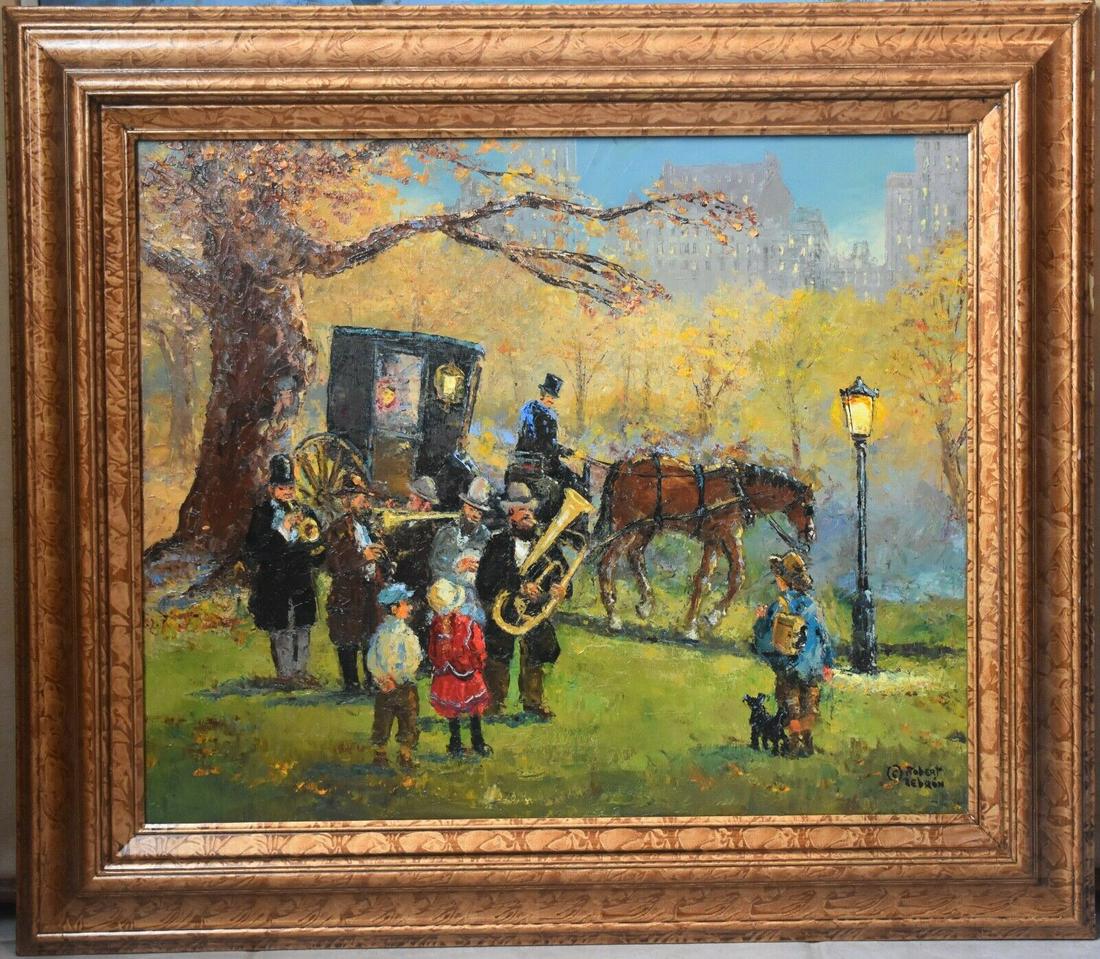 ROBERT LEBRON CENTRAL PARK NYC: This Robert Lebron oil painting is a 20" by 24" on a linen canvas and is in great condition. Painting will be insured and will need a signature confirmation. Reserve: $1,200.00 Shipping: Domestic: Fla