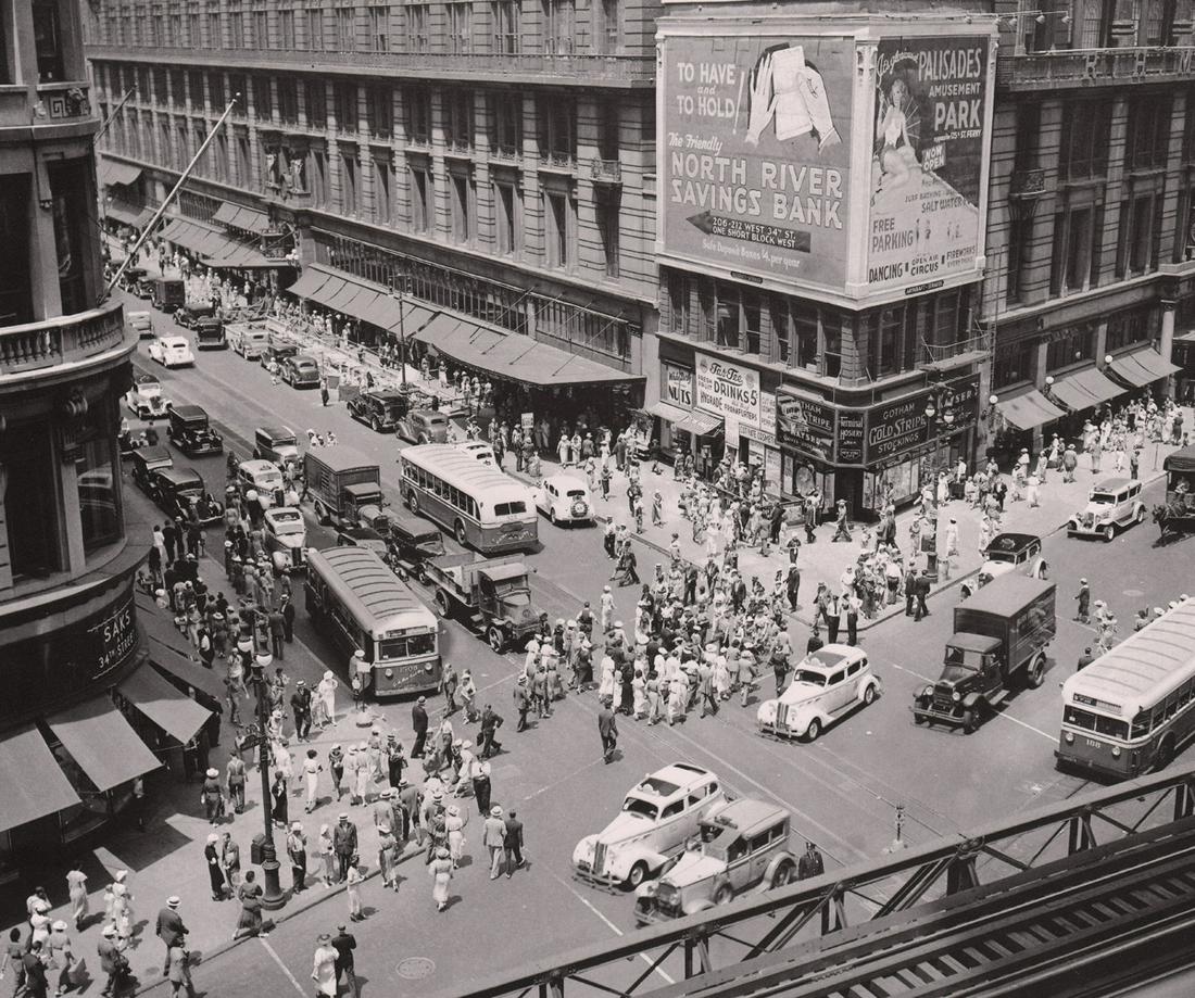 BERENICE ABBOTT- Harold Square: Artist: BERENICE ABBOT Print Title: Harold Square Medium: Photo-lithograph Printed in: Japan, 1980’s Image Size: approx. 7.5 x 9” Berenice Abbott (1898 – 1991),was an American photog