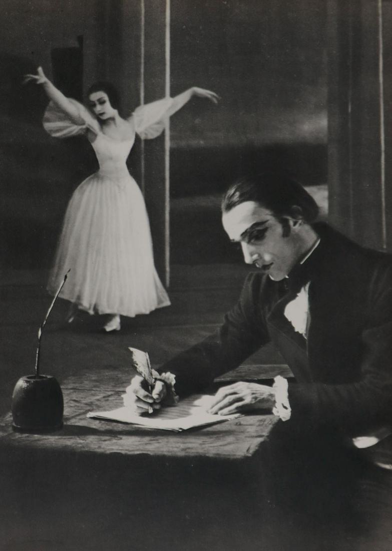 CECIL BEATON - Leonide Massine, as the poet Tamara: Artist: CECIL BEATON Print Title: Leonide Massine, as the poet Tamara Toumanova in Berlioz Ballet 'Symphone Fantastique" Printing Date: 1960s Medium: Authentic Vintage Sheet-fed photogravure Printed i