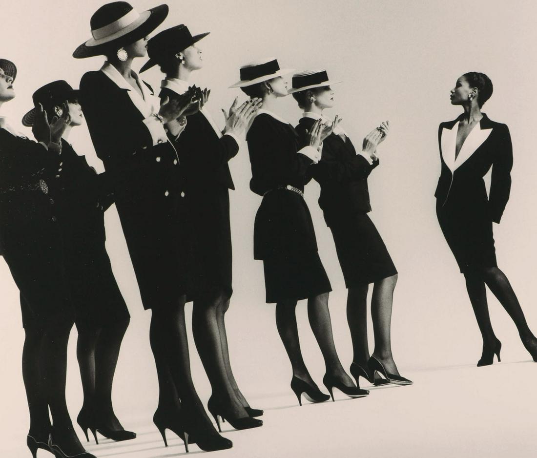 HELMUT NEWTON - Fashion Yves Saint Laurent, Paris, 1982: Artist: HELMUT NEWTON Print Title: Fashion Yves Saint Laurent, Paris, 1982 Medium: Photo-lithograph Printed in 2000’s in Italy Image size (inches) approx. 8 x 9.5” Helmut Newton (1920-2004