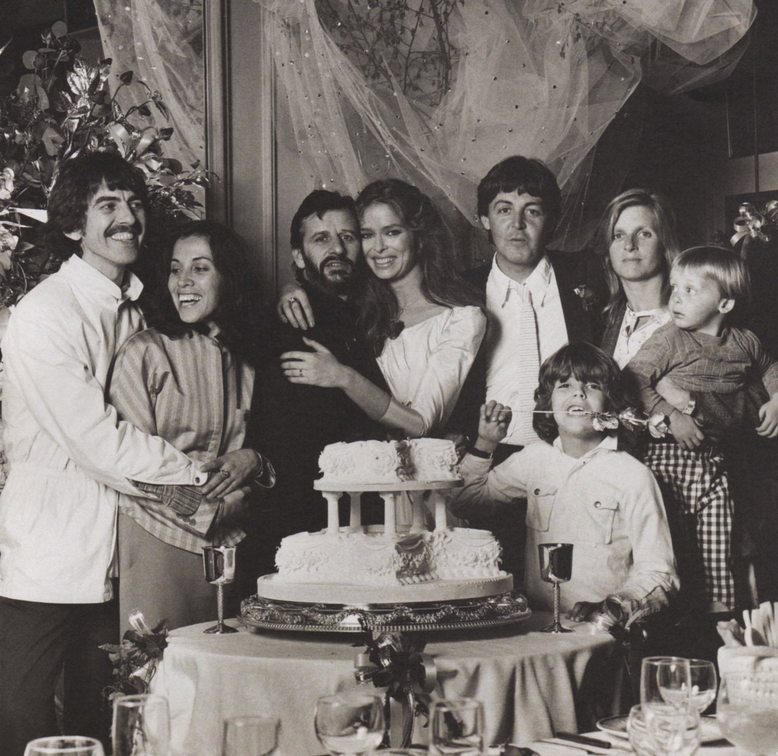 TERRY O’NEILL - Beatles, Wedding of Ringo Starr: Artist: TERRY O’NEILL Print Title: Beatles, Wedding of Ringo Starr and Barbara Bach, 1981 Printing Date: 1980’s Medium: photo-lithograph Printed in: Italy Image Size approx.: 6.5 x 6.5R