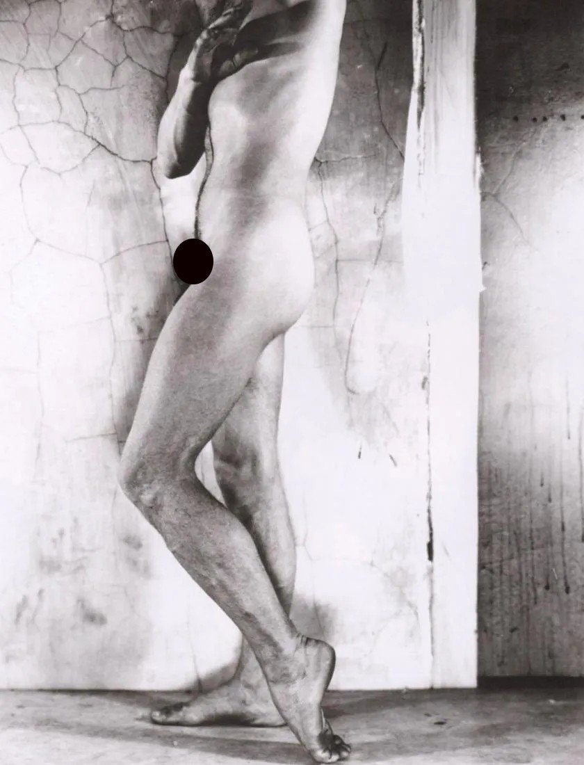 GEORGE PLATT LYNES - Male Nude,1950: Artist: GEORGE PLATT LYNES Print Title: Male Nude,1950 Medium: Duotone Photoengraving Printing Date: 1990â€™s Printed in Germany Image Size approx: 8.5 X 6.5” George Platt Lynes (1907-1955)