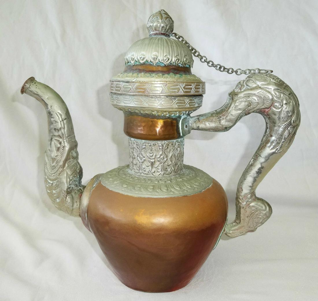 Vintage Nepalese Large Copper & White Brass Ewer (May) (1 of 12)